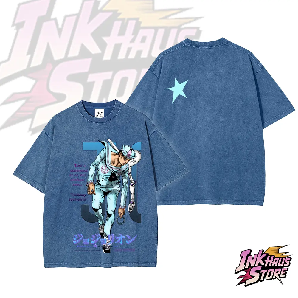 Josuke Higashikata (JoJo's Bizarre Adventure Part 8: The Gospel of JoJo) -- Short Sleeve Cotton Unisex Retro Wash Tee-Coordom