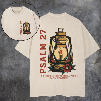 Psalm 27 The Lord Is My Light And My Salvation Printed Men's Washed Tee-Coordom