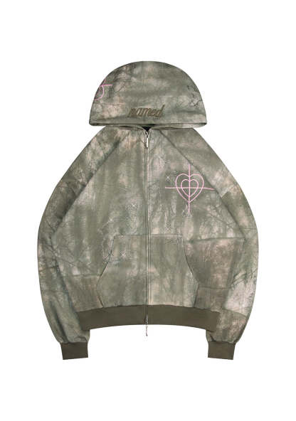 LOVESTRUCK RHINESTONE ZIP HOODIE CAMO-Coordom