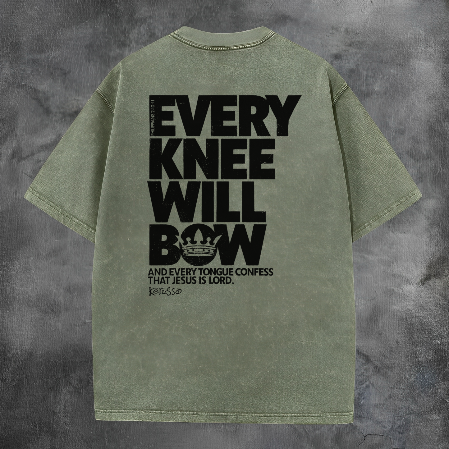 Every Knee Will Bow Printed Men's Washed Tee-Coordom