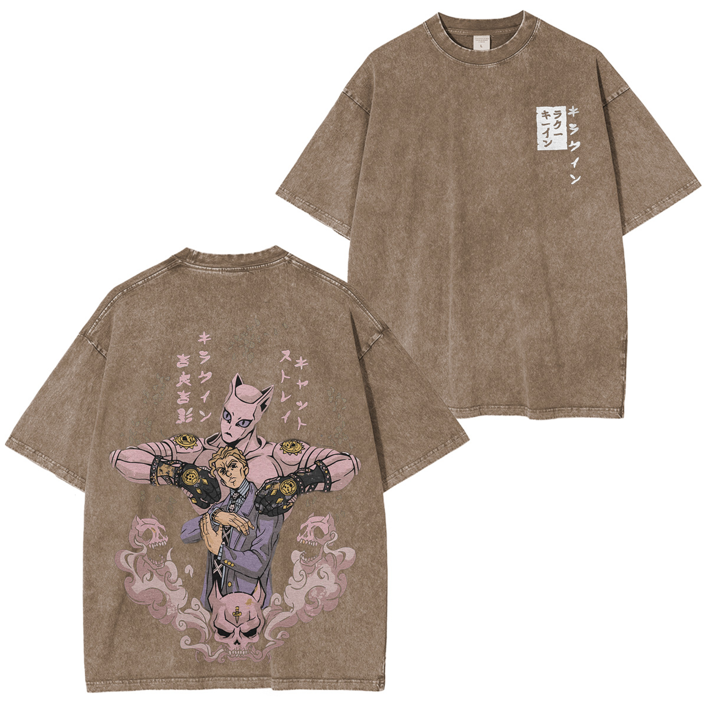 JoJo's Bizarre Adventure Kira Stand Graphic Vintage Unisex Washed T-Shirt-Coordom
