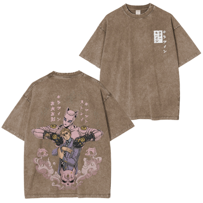 JoJo's Bizarre Adventure Kira Stand Graphic Vintage Unisex Washed T-Shirt-Coordom