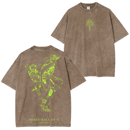 JoJo's Bizarre Adventure Vintage Unisex Washed T-Shirt-Coordom