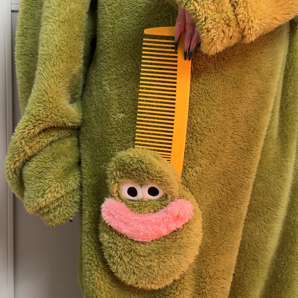 GufsySuit Cartoon Frog Plush Onesie | Cozy Oversized Loungewear Pajama Hoodie-Coordom