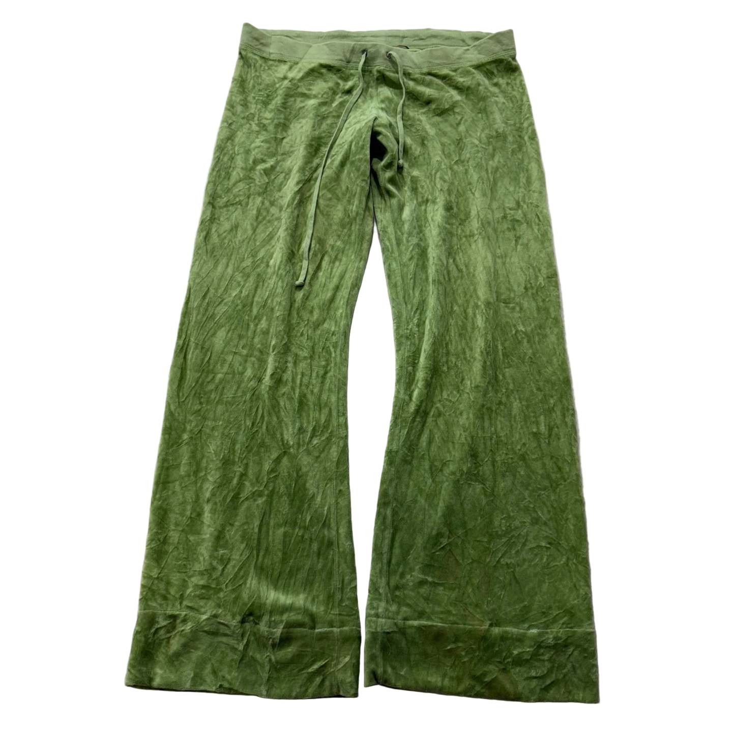 Vintage Juicy Couture Women Apple Green Velour Flared Track Pant Low Rise Size L-Coordom