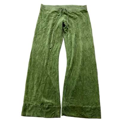 Vintage Juicy Couture Women Apple Green Velour Flared Track Pant Low Rise Size L-Coordom