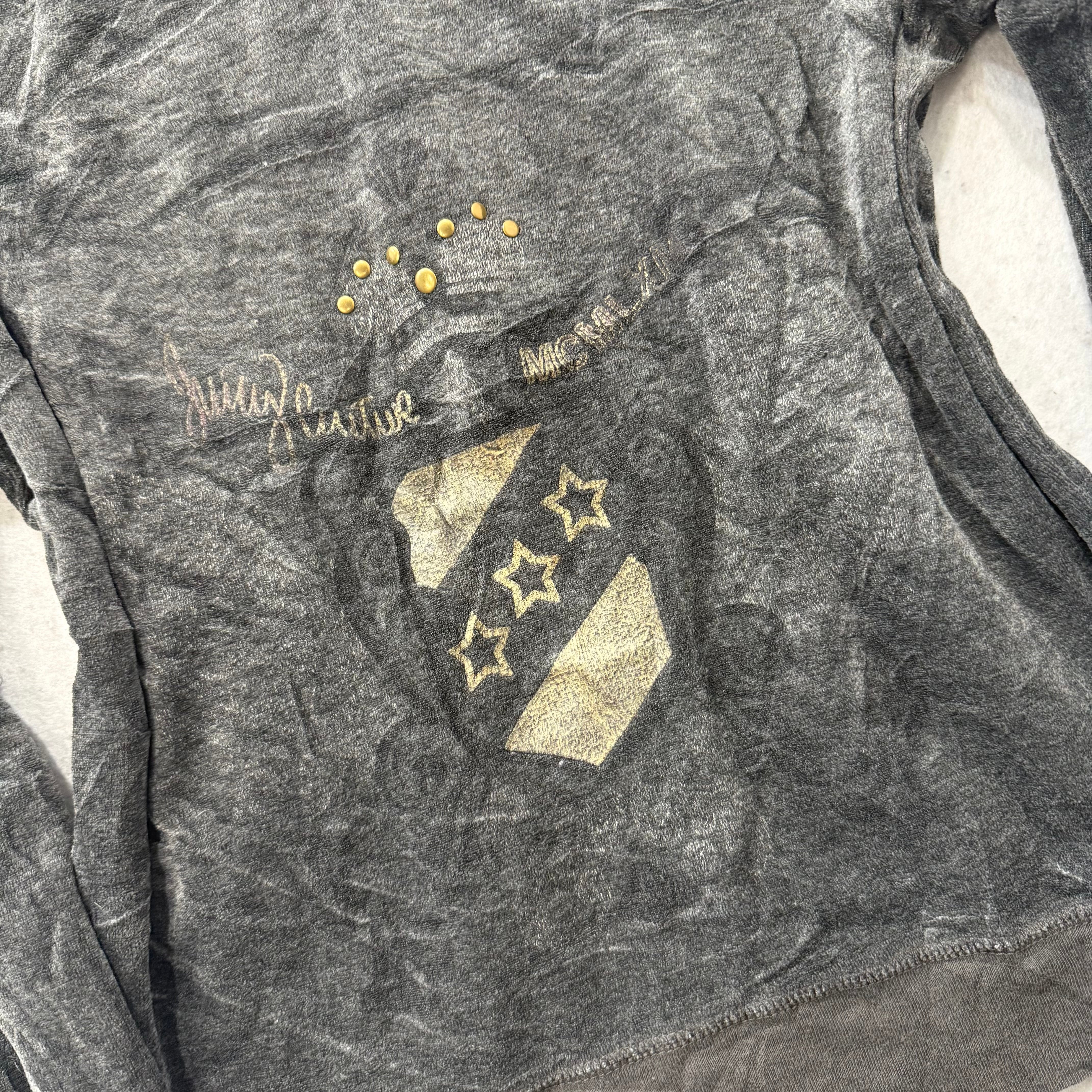 Juicy Couture Women's Dark Charcoal Zip Up Hoodie Studded Pocket Graphic Size XL-Coordom