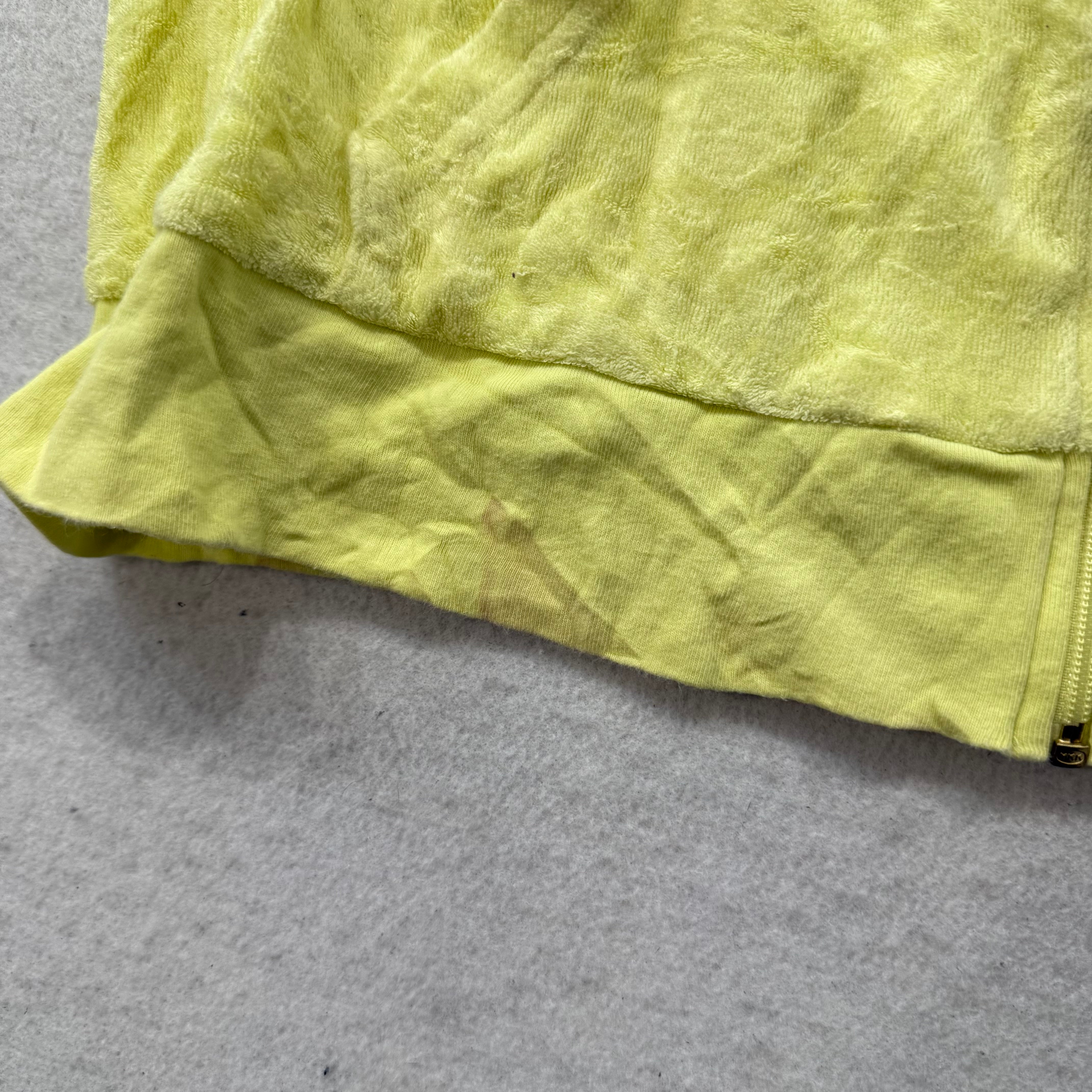 Juicy Couture Women's Yellow Terry Cloth Zip-Up Hoodie Long Sleeve Casual Size L-Coordom