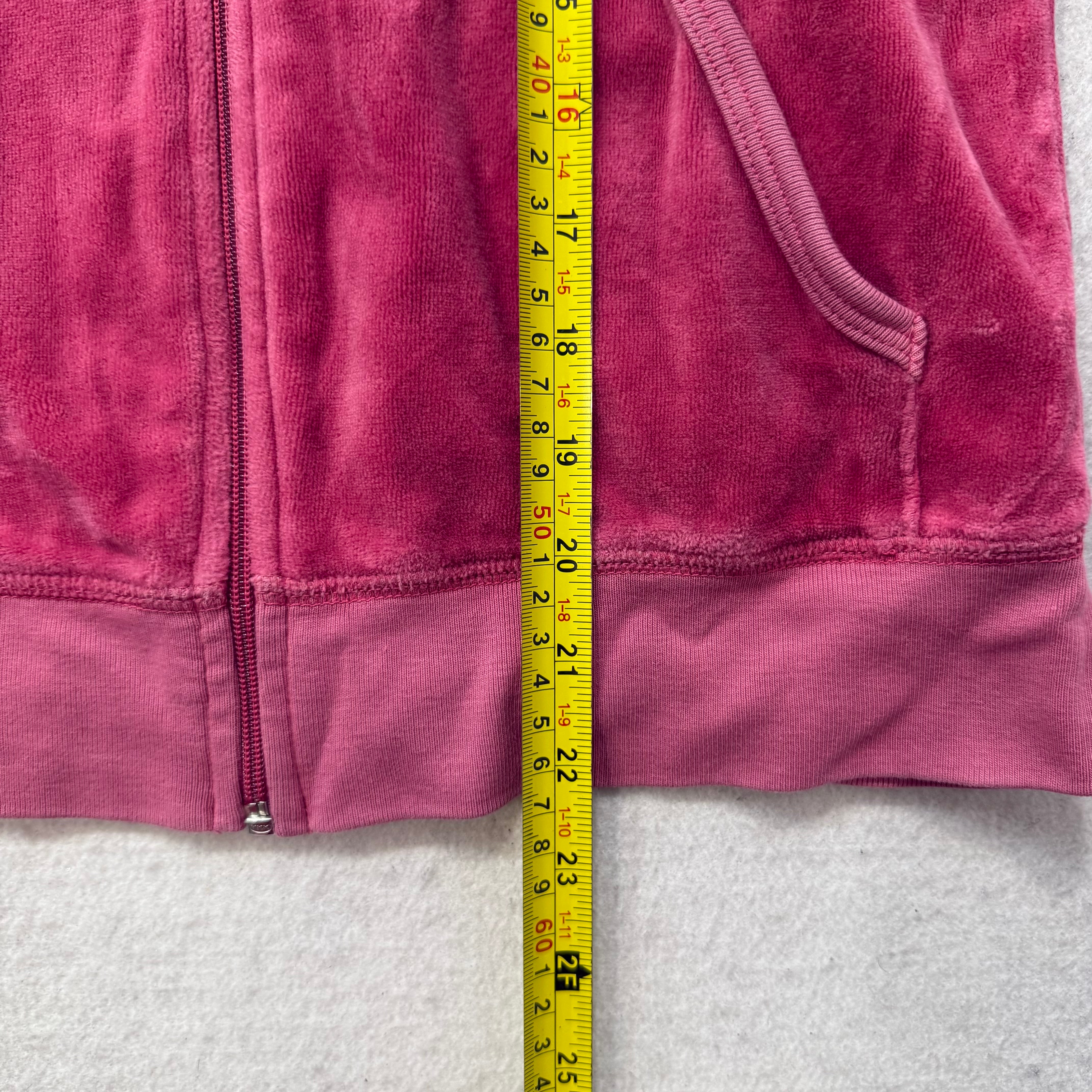 Juicy Couture Deep Rose Velour Tracksuit Set Zip Up Hoodie & Flared Pant Size M-Coordom
