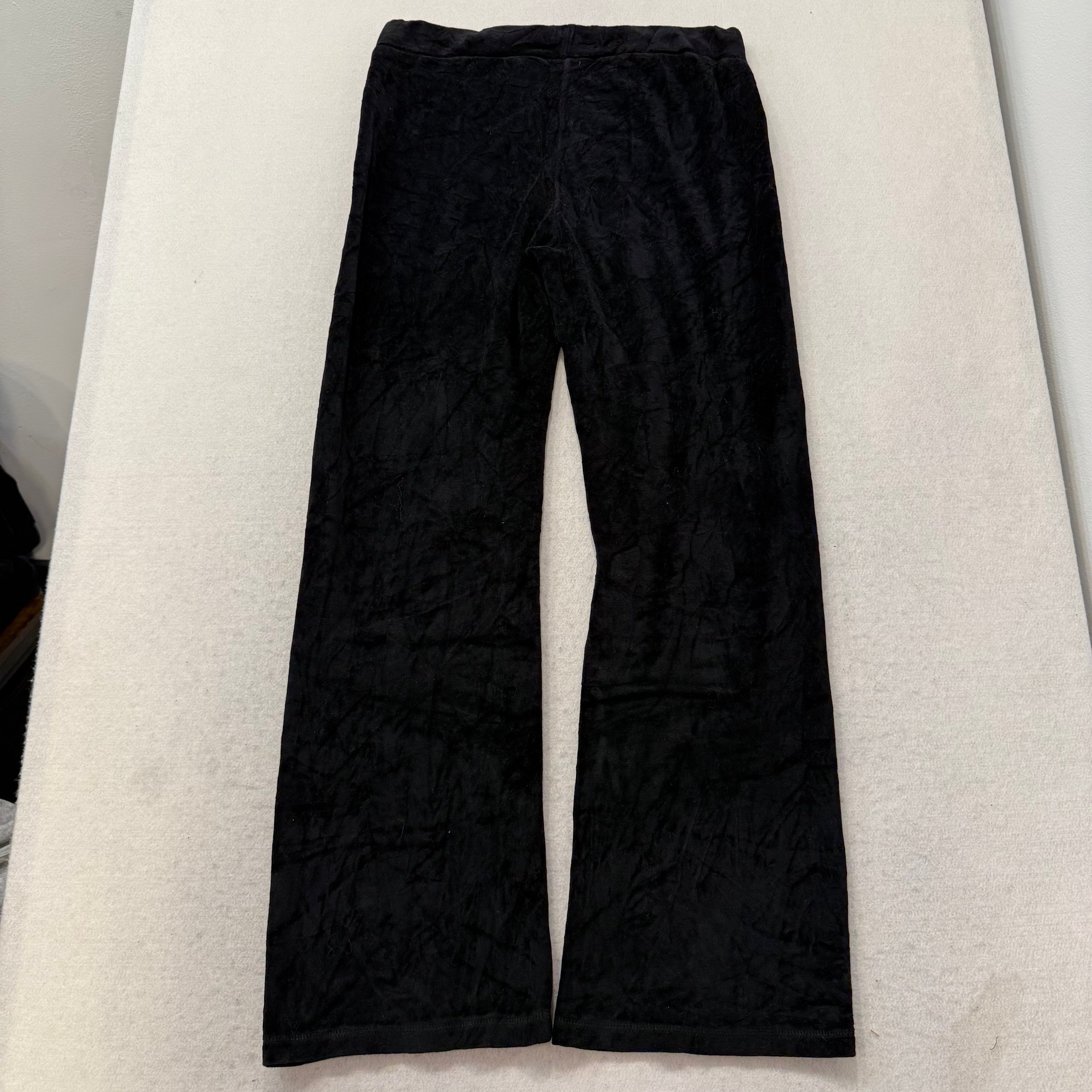 Juicy Couture Black Velour Tracksuit Set Zip Up Hoodie & Flare Pant Logo Size XL-Coordom