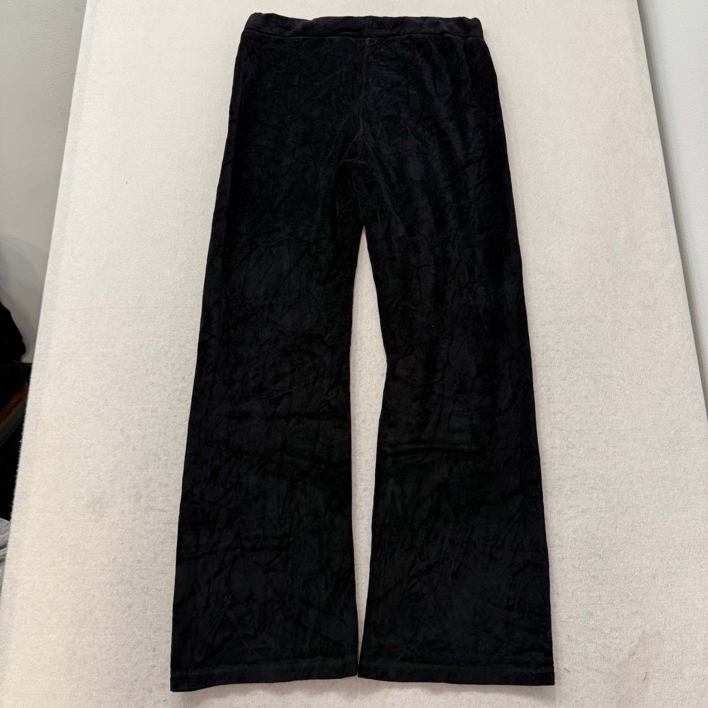 Juicy Couture Black Velour Tracksuit Set Zip Up Hoodie & Flare Pant Logo Size XL-Coordom