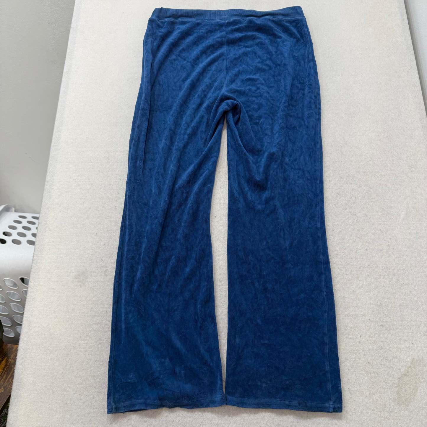 Vintage Juicy Couture Women's Sapphire Blue Velour Flared Track Pant Y2K Size L-Coordom