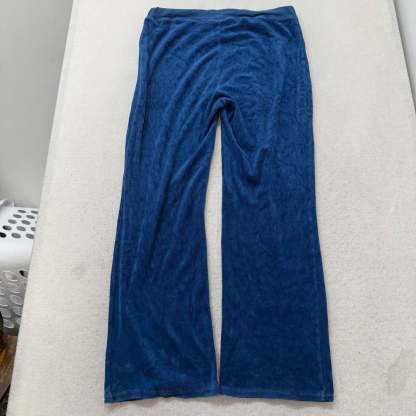 Vintage Juicy Couture Women's Sapphire Blue Velour Flared Track Pant Y2K Size L-Coordom