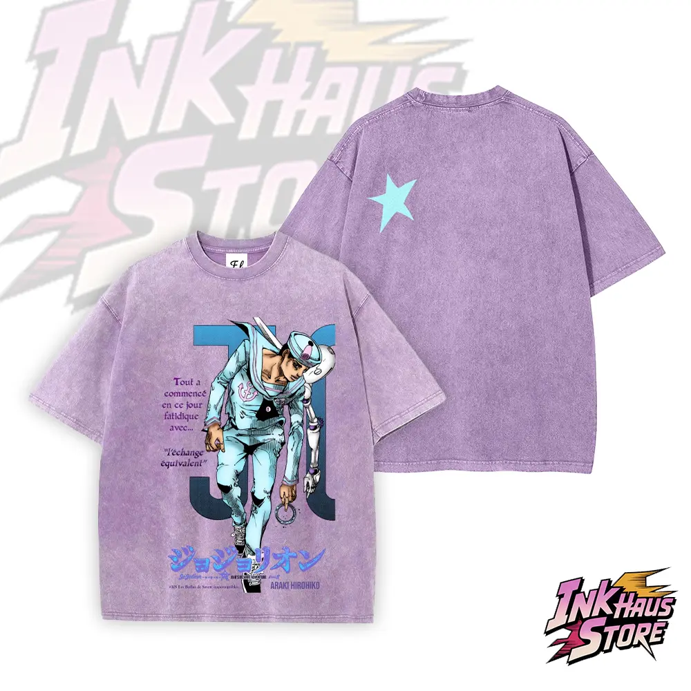 Josuke Higashikata (JoJo's Bizarre Adventure Part 8: The Gospel of JoJo) -- Short Sleeve Cotton Unisex Retro Wash Tee-Coordom