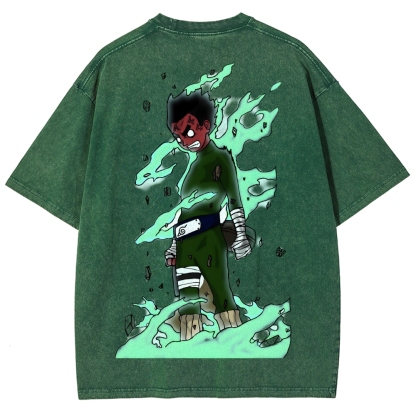 Naruto Rock Lee Unisex Fit Washed T-Shirt 2504005187-Coordom