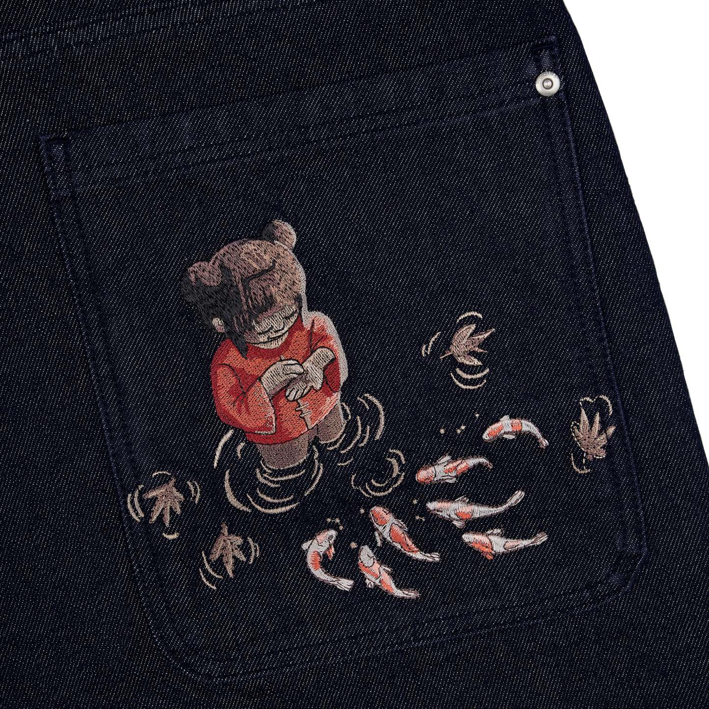 "koi fish v2" Jorts raw indigo-Coordom