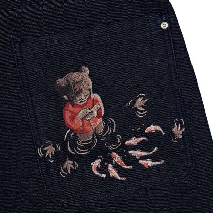 "koi fish v2" Jorts raw indigo-Coordom