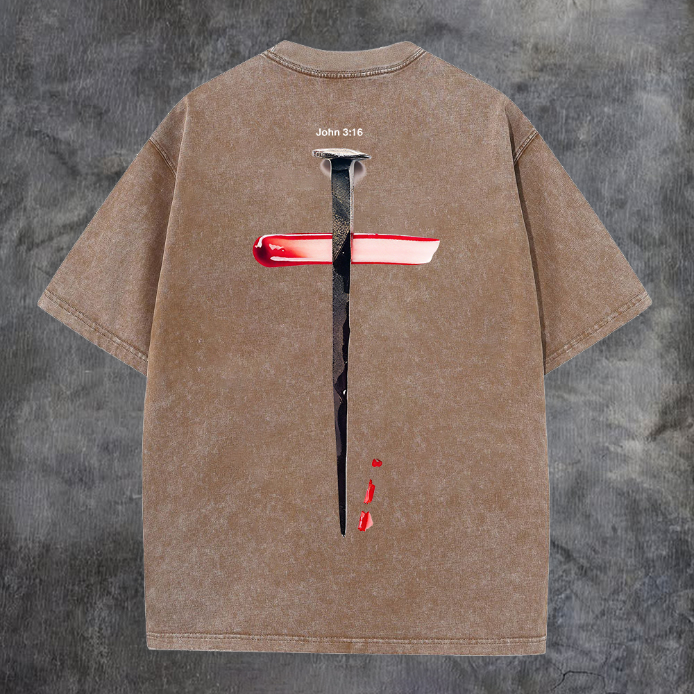 John 3:16 Washed T-shirt-Coordom