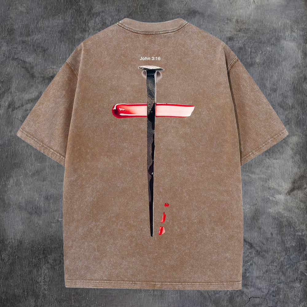 John 3:16 Washed T-shirt-Coordom