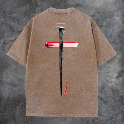 John 3:16 Washed T-shirt-Coordom