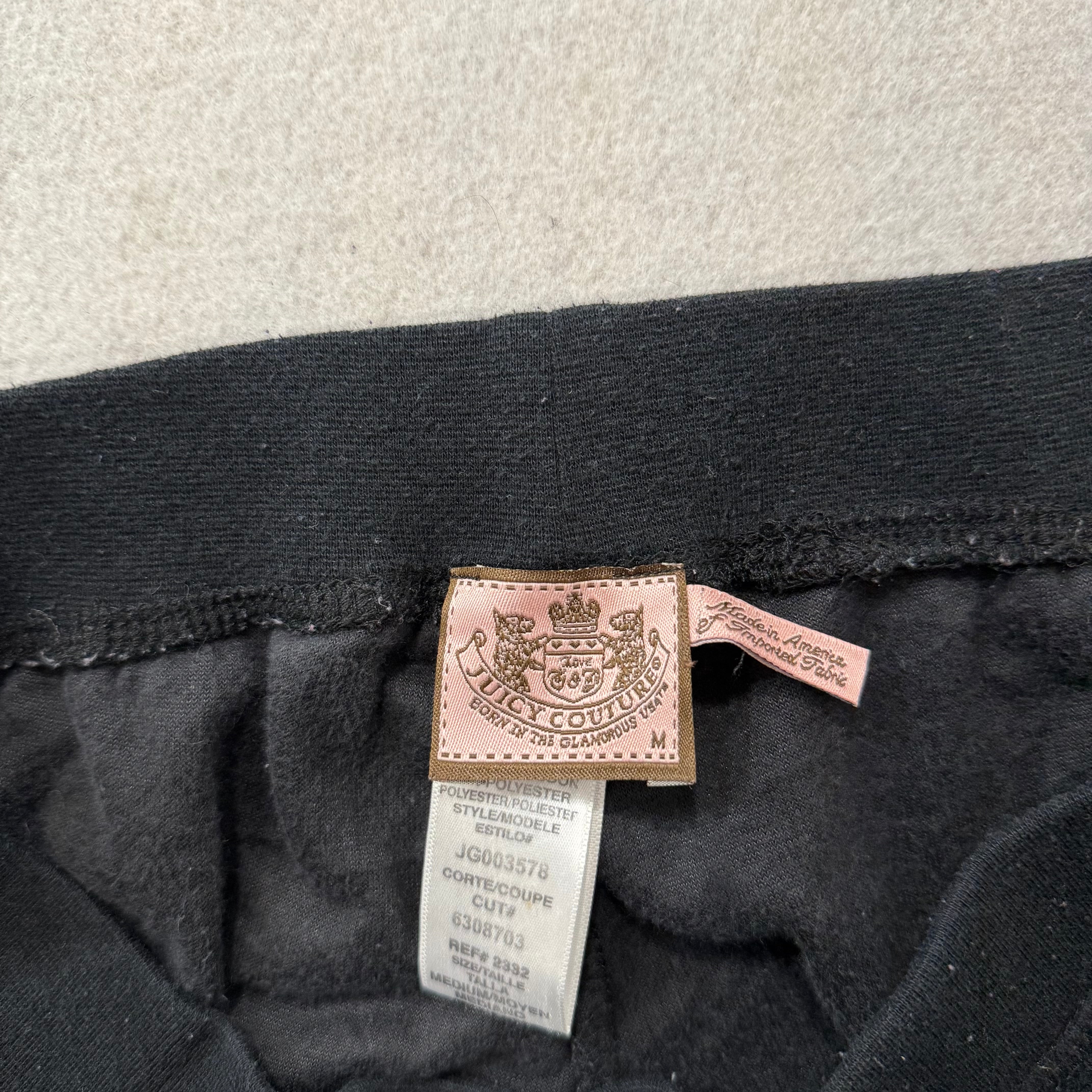 Juicy Couture Black Velour Tracksuit Set Zip Up Hoodie & Flare Pant Logo Size M-Coordom