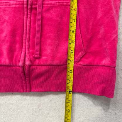 Vintage Juicy Couture Women's Hot Pink Velour Zip Up Hoodie Graphic Logo Size L-Coordom