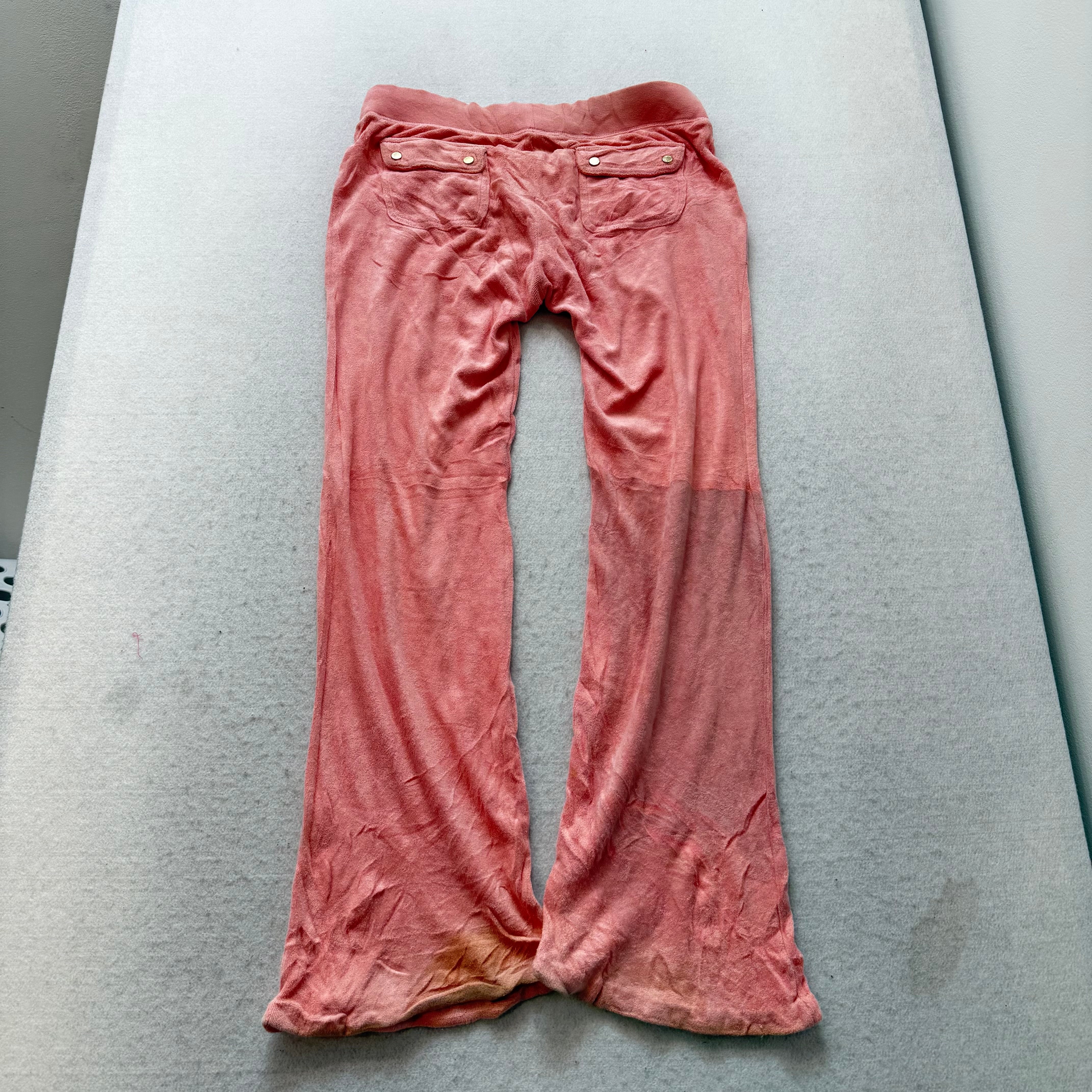Juicy Couture Women Salmon Pink Velour Flared Track Pant Snap Flap Pocket Size S-Coordom