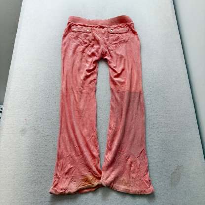 Juicy Couture Women Salmon Pink Velour Flared Track Pant Snap Flap Pocket Size S-Coordom