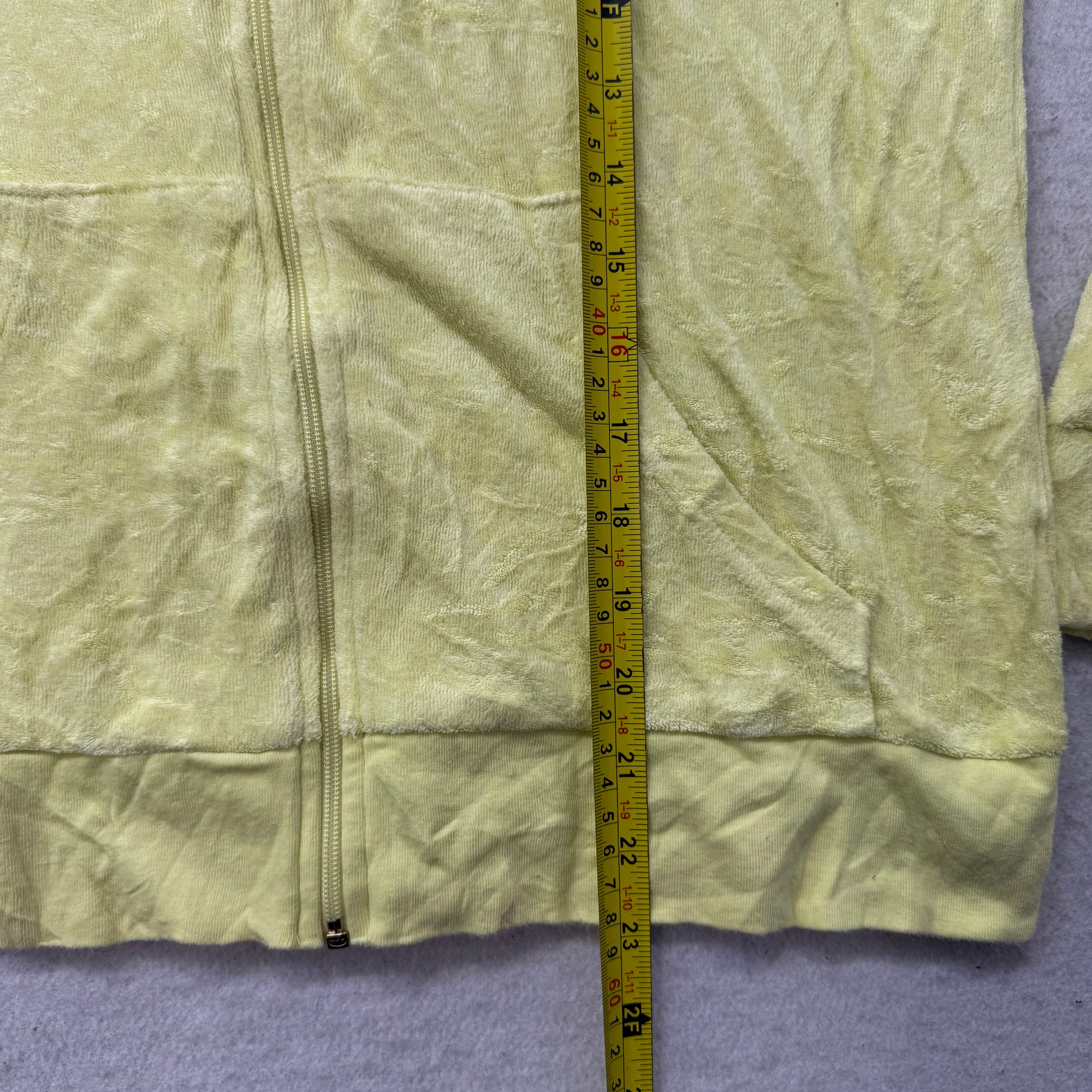 Juicy Couture Women's Yellow Terry Cloth Zip-Up Hoodie Long Sleeve Casual Size L-Coordom