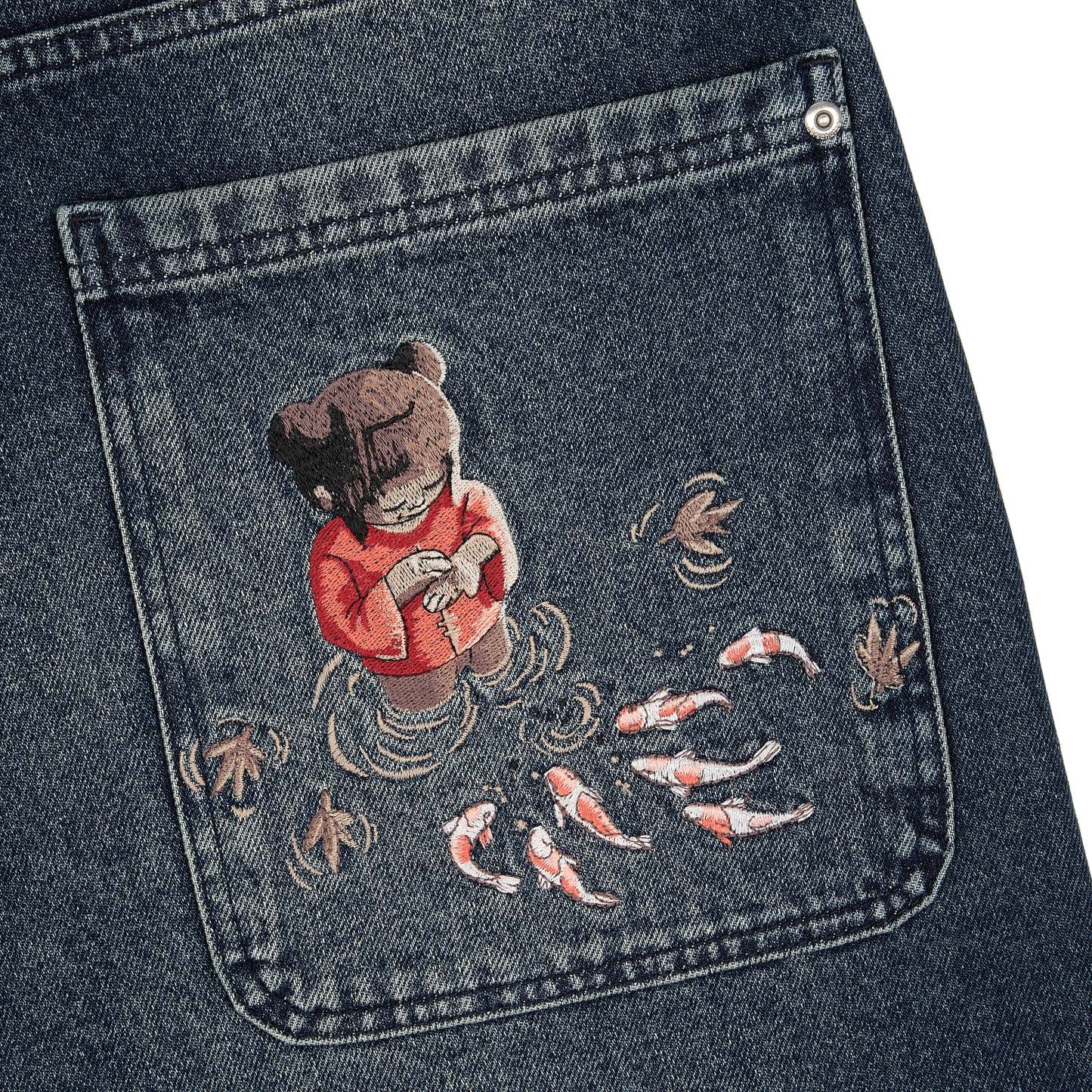 "koi fish v2" Jorts washed indigo-Coordom