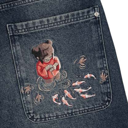 "koi fish v2" Jorts washed indigo-Coordom