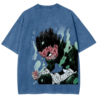 Naruto Rock Lee Unisex Fit Washed T-Shirt 2504005182-Coordom