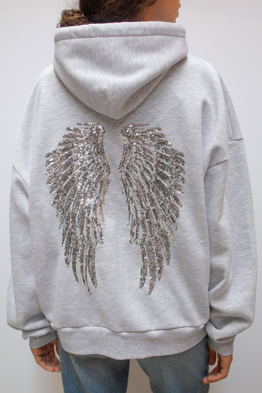 Hoodie with angel wings and glitter-Coordom