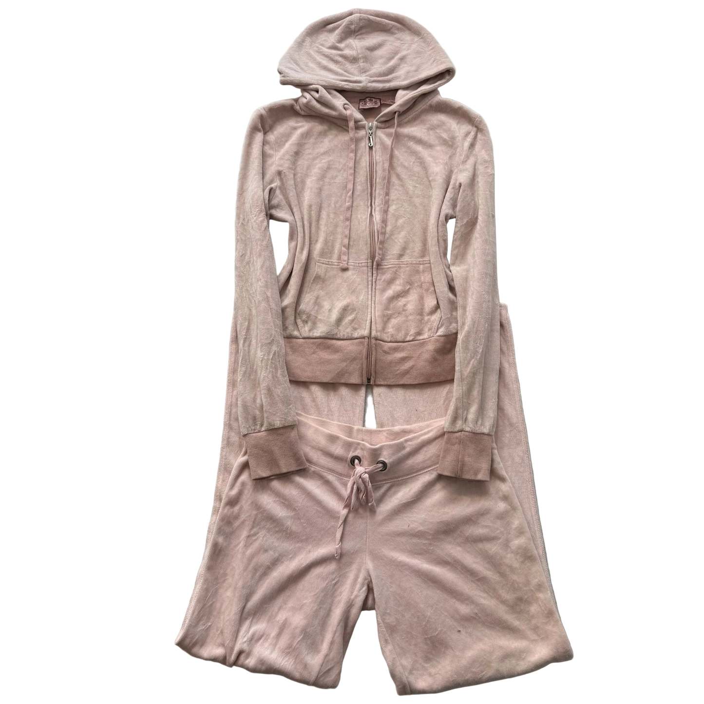 Juicy Couture Womens Dusty Rose Tracksuit Set Zip Up Hoodie & Flared Pant Size S-Coordom