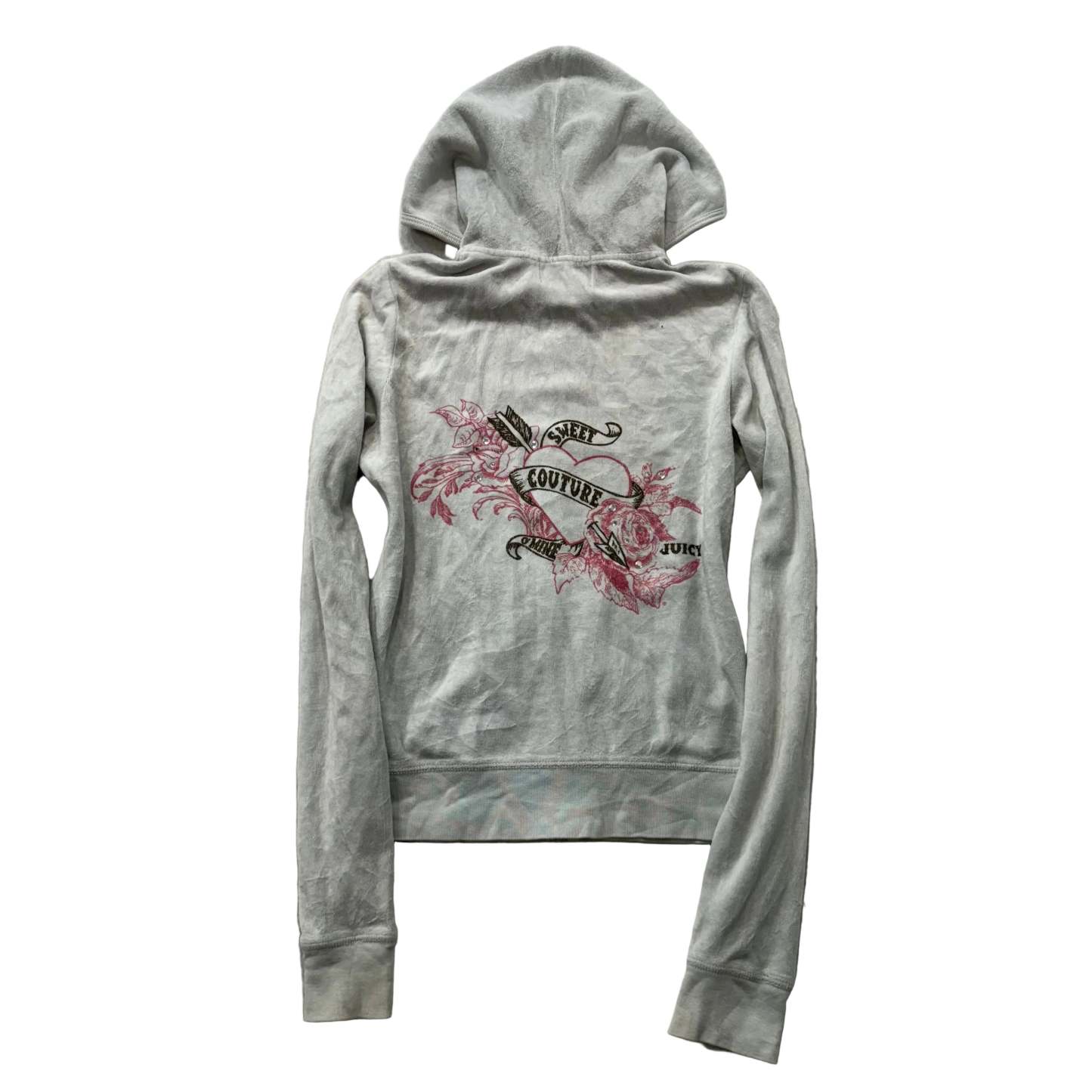 2003 Vintage Juicy Couture Sweet Coutute O’mine Womens Gray Velour Hoodie Size S-Coordom