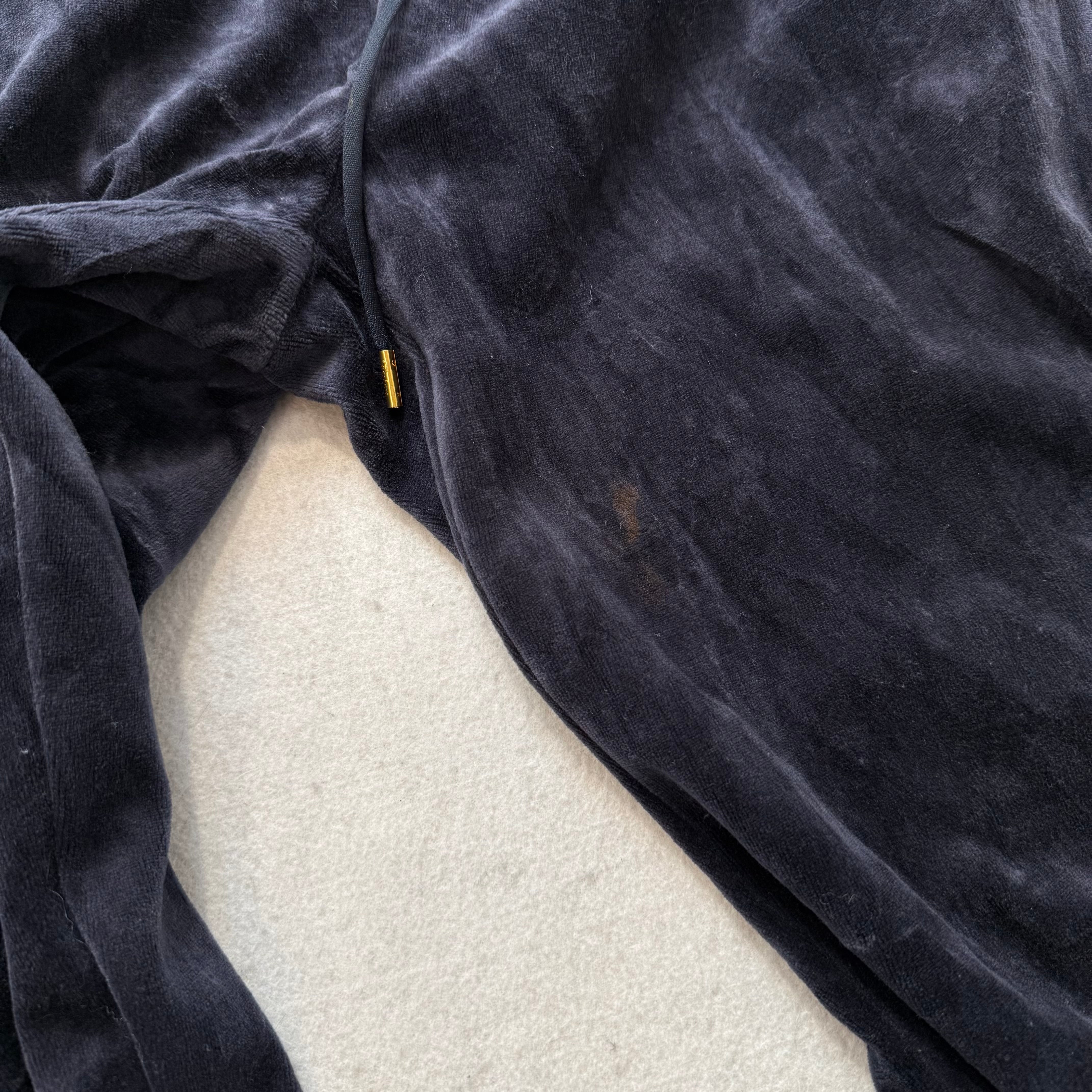 Juicy Couture navy Velour Tracksuit Set Hoodie & Drawstring Pants Size XL/M-Coordom