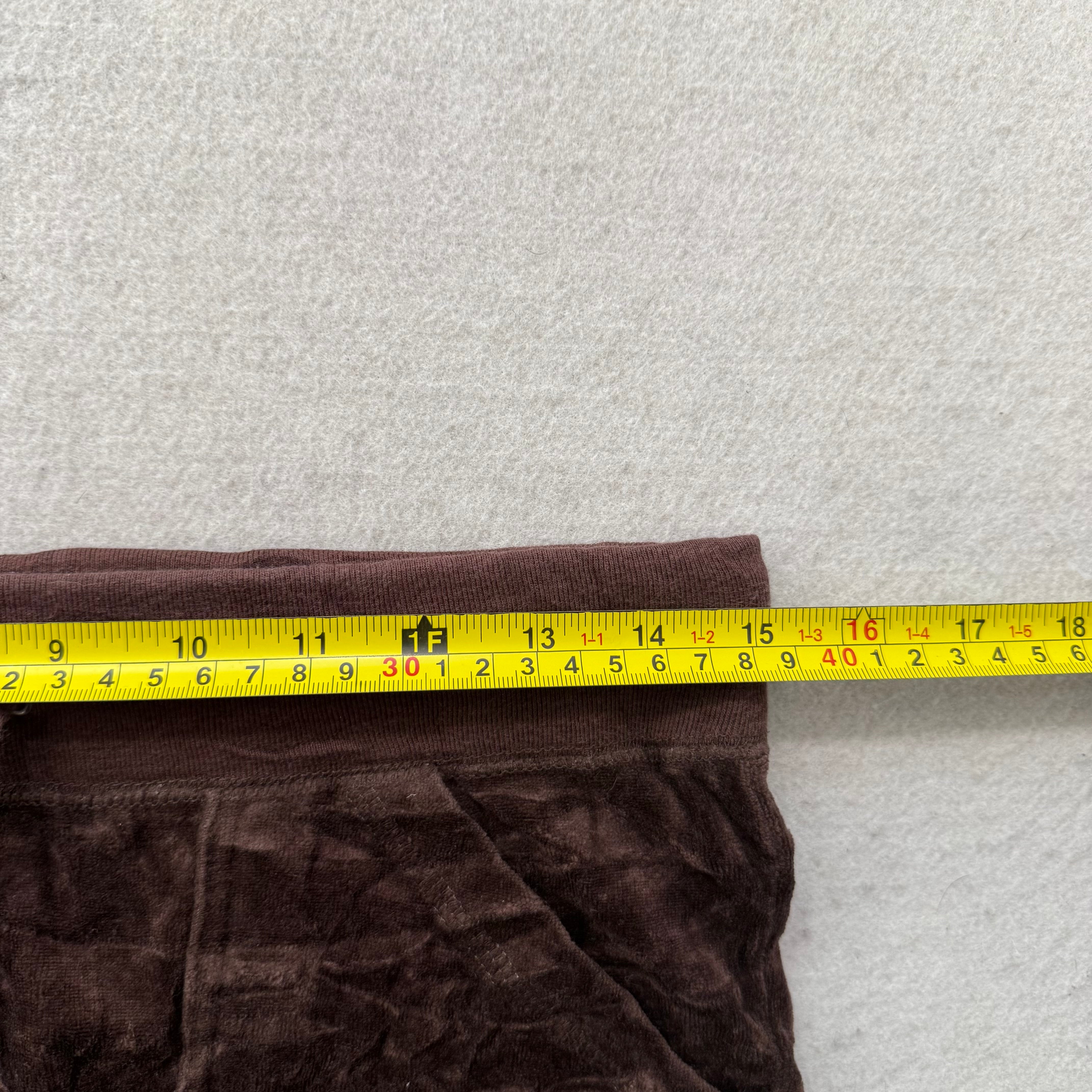 Juicy Couture Women's Brown Velour Flared Track Pant Back Snap Pockets Size M-Coordom