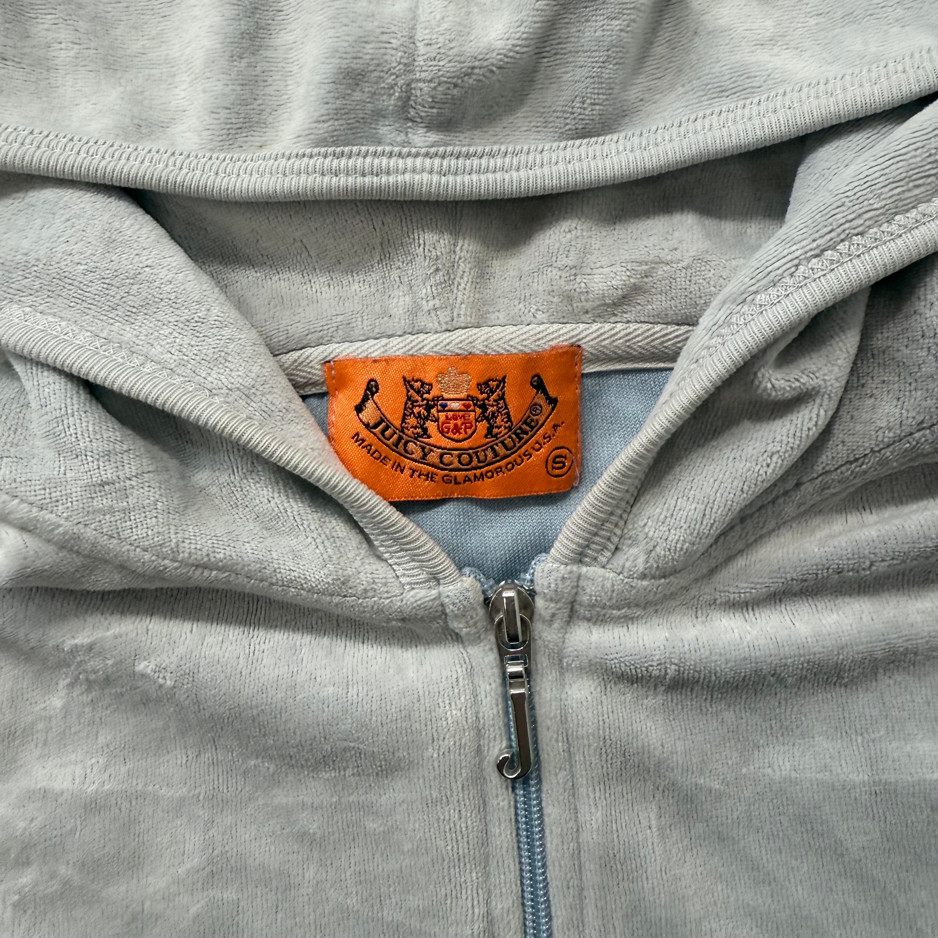 2003 Vintage Juicy Couture Sweet Coutute O’mine Womens Gray Velour Hoodie Size S-Coordom