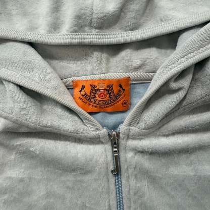 2003 Vintage Juicy Couture Sweet Coutute O’mine Womens Gray Velour Hoodie Size S-Coordom