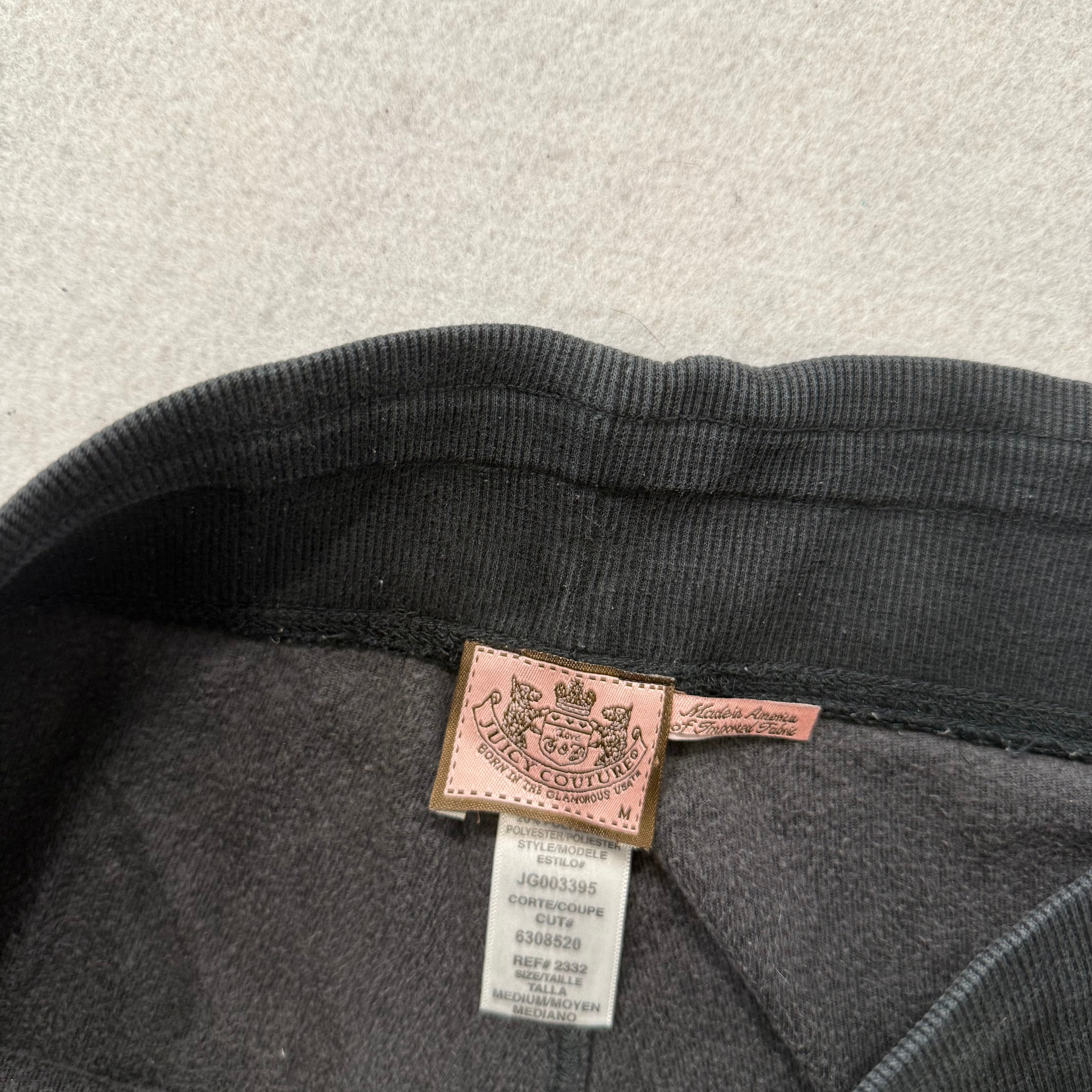 Juicy Couture Black Velour Tracksuit Set Zip Up Jacket & Flared Pants Y2k Size M-Coordom