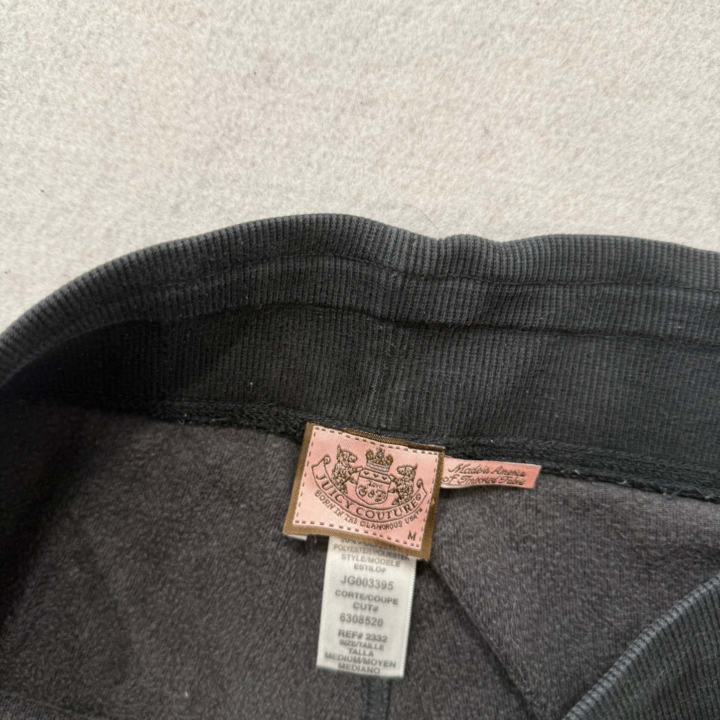 Juicy Couture Black Velour Tracksuit Set Zip Up Jacket & Flared Pants Y2k Size M-Coordom