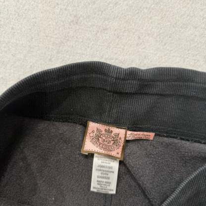 Juicy Couture Black Velour Tracksuit Set Zip Up Jacket & Flared Pants Y2k Size M-Coordom