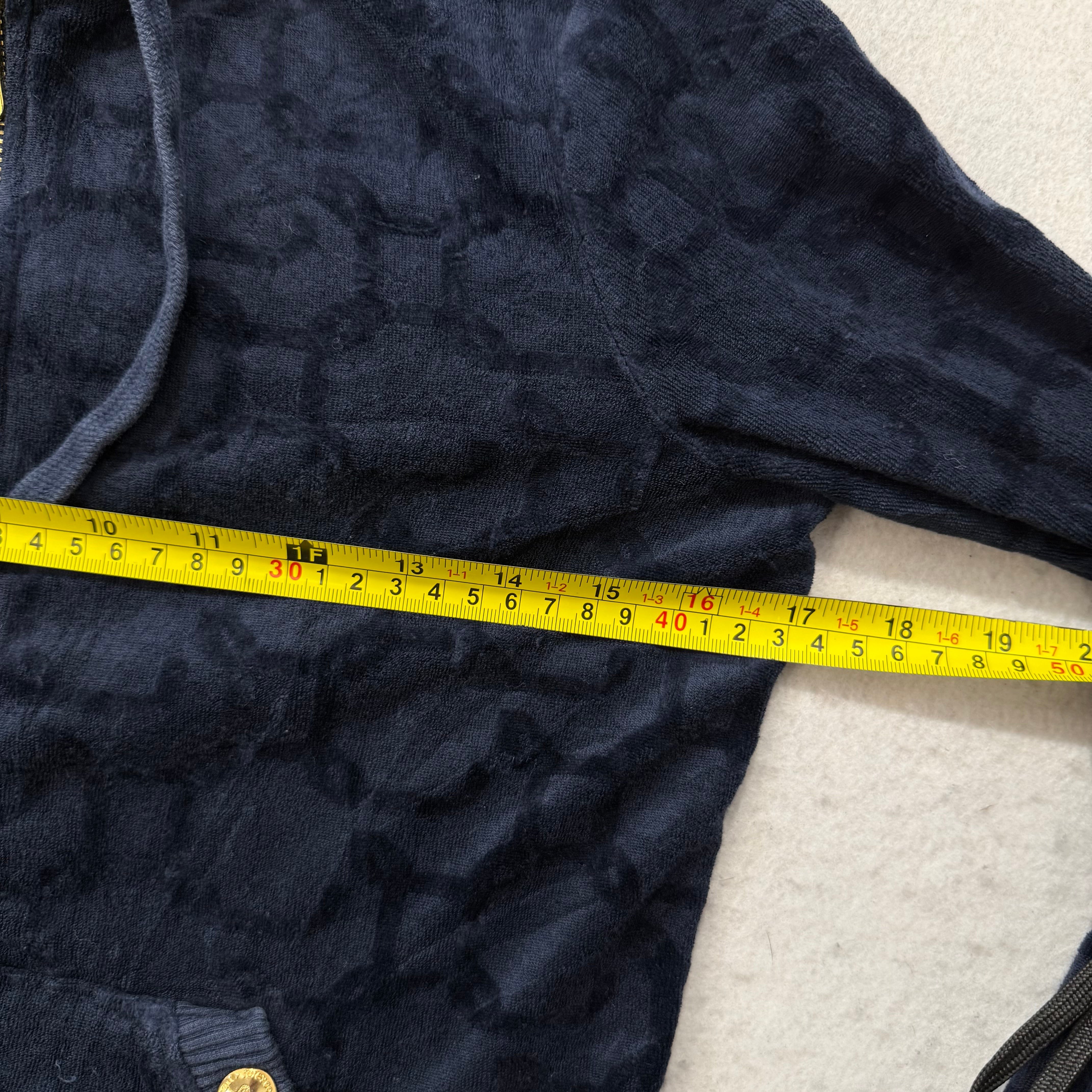 Vintage Juicy Couture Women Navy Terrycloth Butterfly Print Zip-Up Hoodie Size S-Coordom
