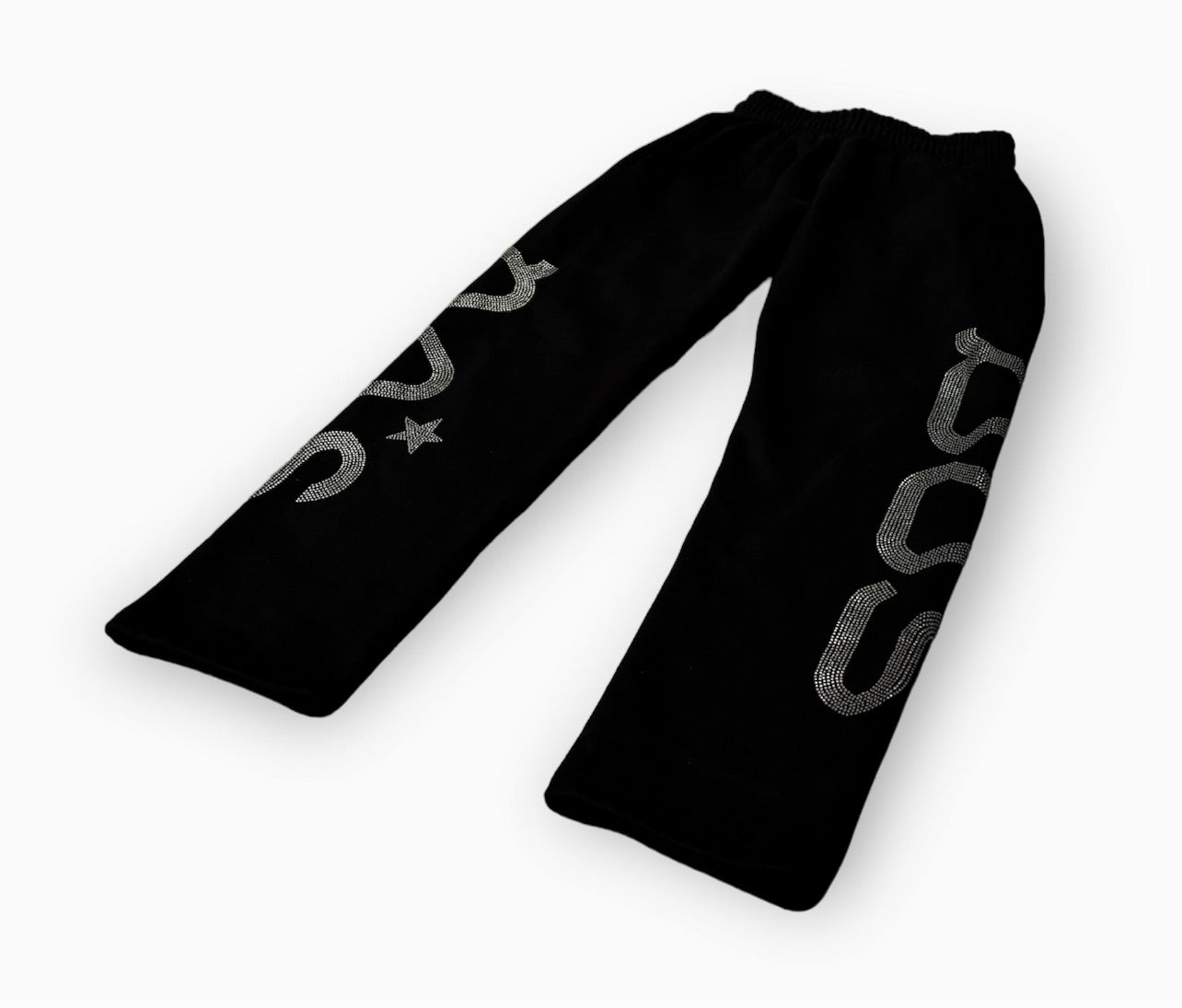 Rhinestone Sweatpants - Black-Coordom