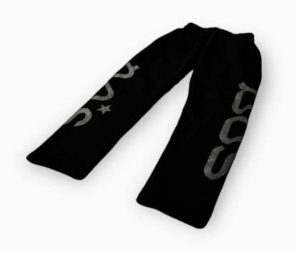 Rhinestone Sweatpants - Black-Coordom