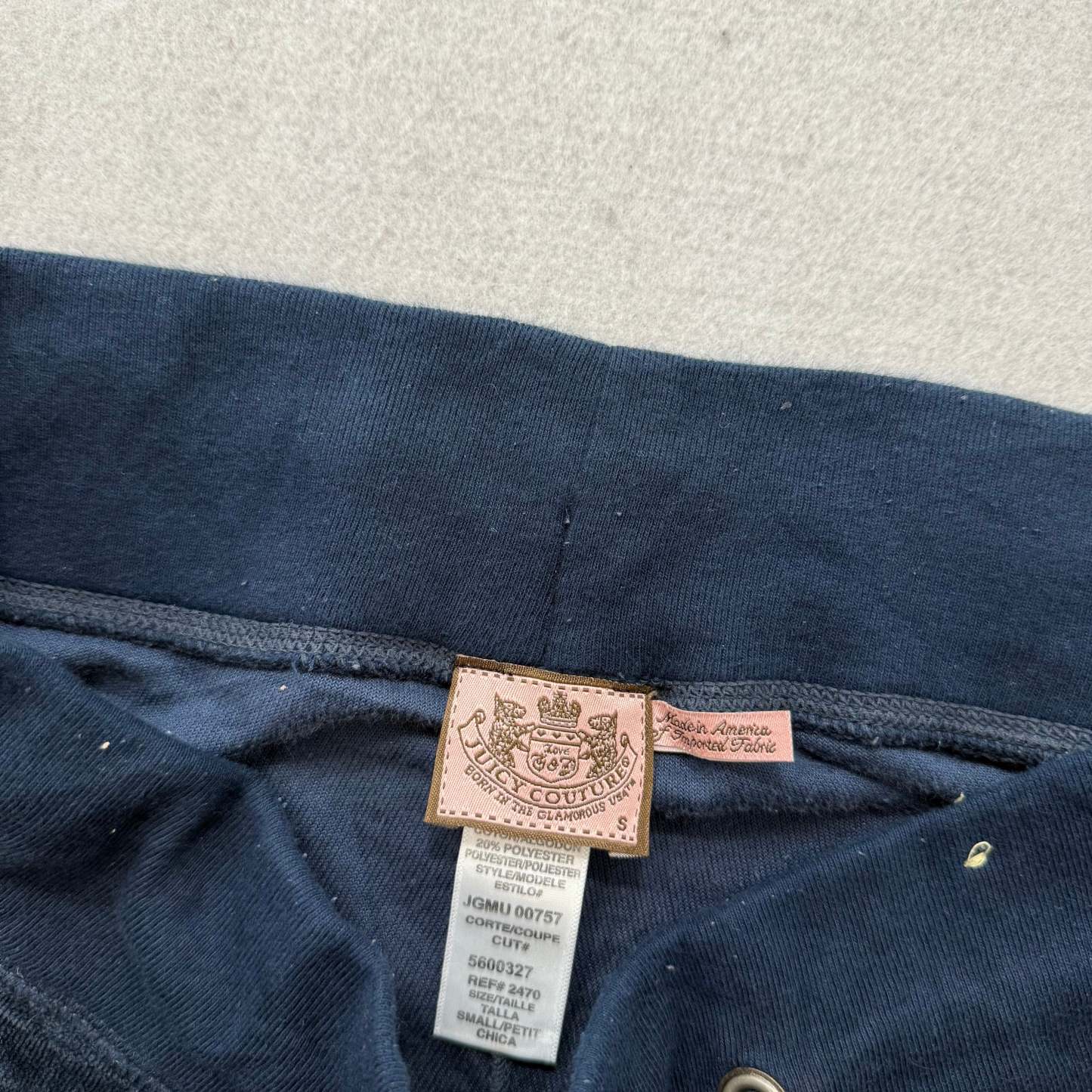 Vintage Juicy Couture Women's Navy Velour Flared Track Pant Drawstring Size S-Coordom