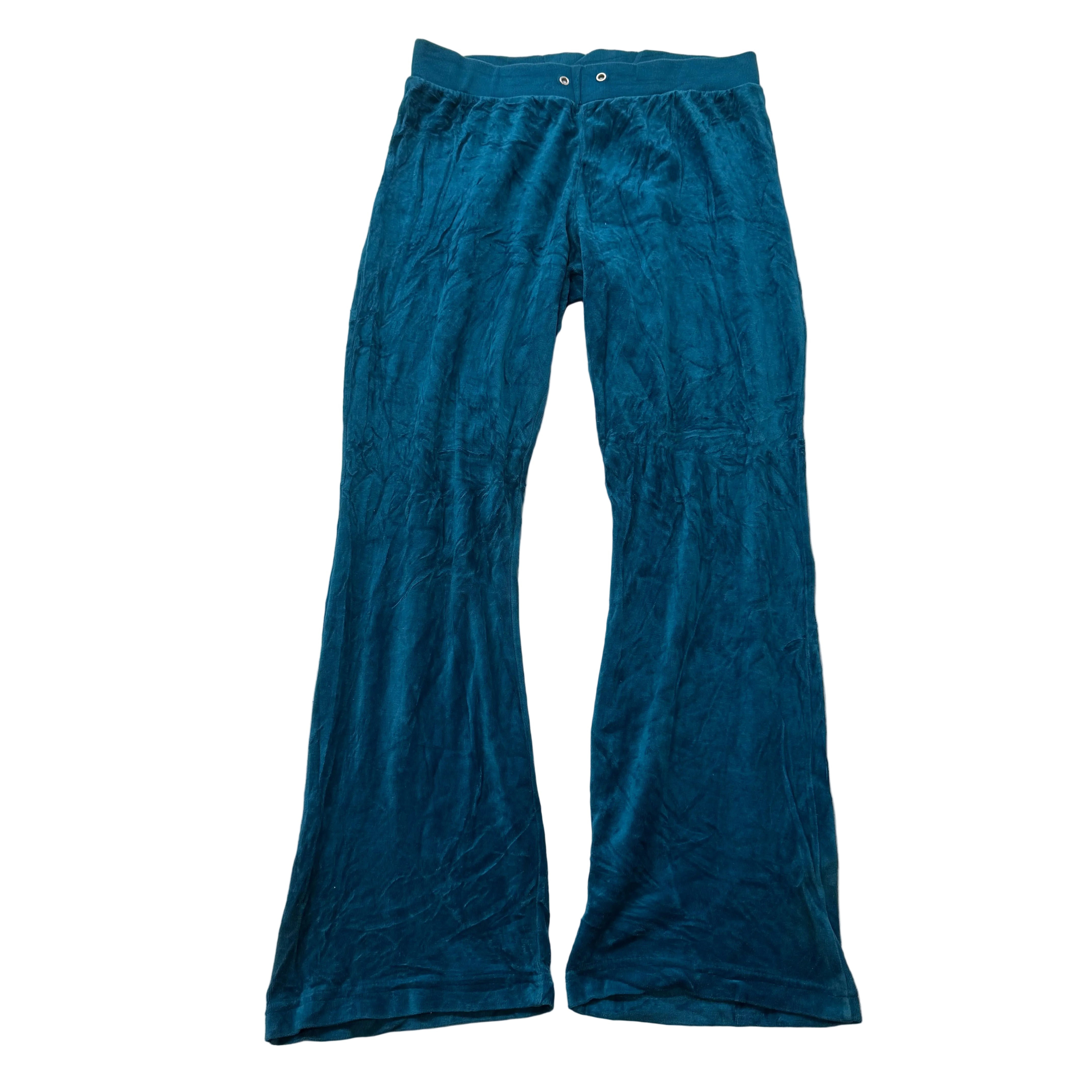 Vintage Juicy Couture Women Dark Teal Velour Flared Track Pant Loungewear Size L-Coordom