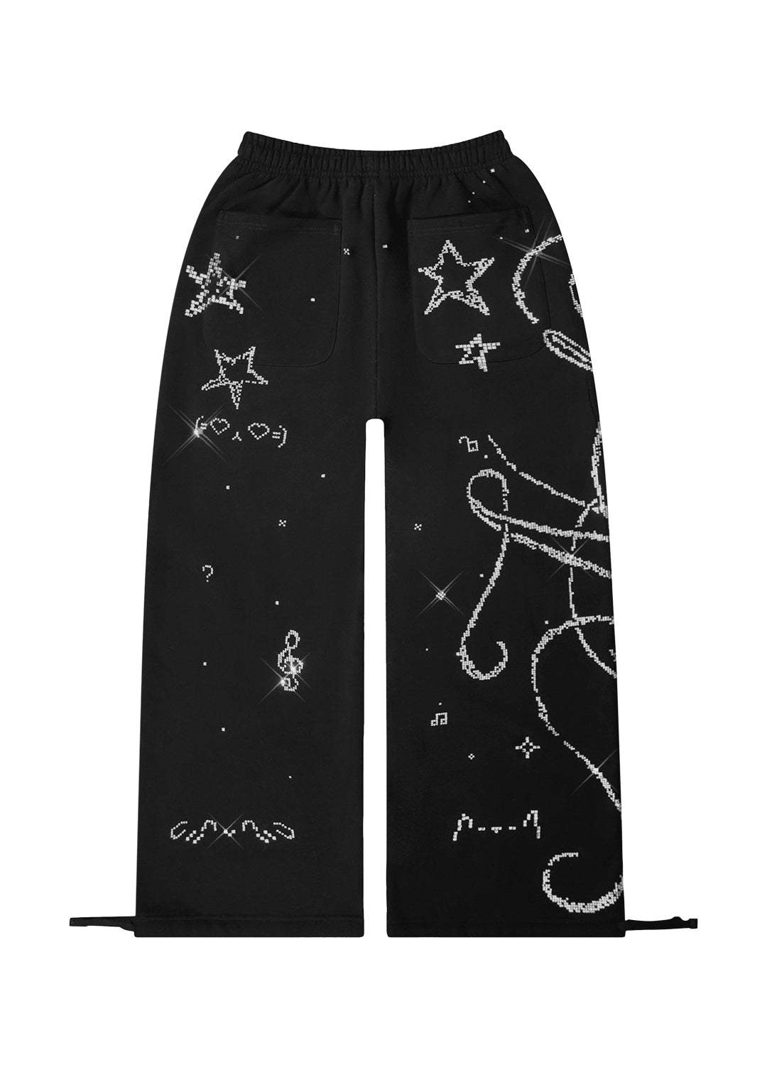 DREAMER RHINESTONE TEDDY OVERSIZED SWEATPANTS BLACK-Coordom