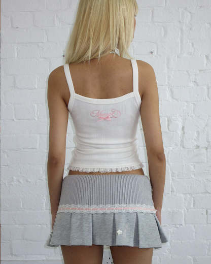 WHISPER PLEATED MINI SKIRT GREY MARL-Coordom