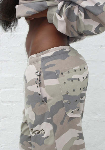 MIDNIGHT EYELET OVERSIZED SWEATPANTS CAMO-Coordom